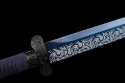 qian mo blue roasted manganese steel tang dao silver etched motif hand carved saya 06