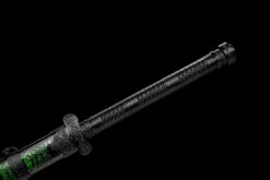 qian mo ii black and gold high manganese steel katana roasted blue etched blade carved lacquer saya 09