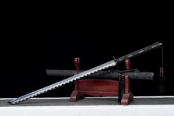 shadow demon dragon blackout long handle xiuchun dao wave pattern manganese steel black leather saya battle ready 01