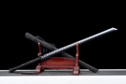 shadow demon dragon blackout long handle xiuchun dao wave pattern manganese steel black leather saya battle ready 03