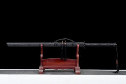 shadow demon dragon blackout long handle xiuchun dao wave pattern manganese steel black leather saya battle ready 04