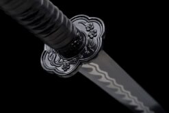shadow demon dragon blackout long handle xiuchun dao wave pattern manganese steel black leather saya battle ready 08