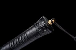 shadow demon dragon blackout long handle xiuchun dao wave pattern manganese steel black leather saya battle ready 09