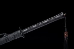 shadow demon dragon blackout long handle xiuchun dao wave pattern manganese steel black leather saya battle ready 10