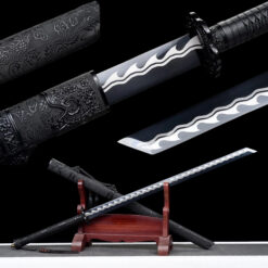 shadow demon dragon blackout long handle xiuchun dao wave pattern manganese steel black leather saya battle ready main
