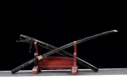 the black widow hand forged spring steel katana gold web pattern saya battle ready 03