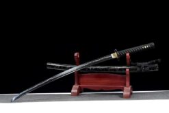 the black widow hand forged spring steel katana gold web pattern saya battle ready 09