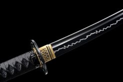 the black widow hand forged spring steel katana gold web pattern saya battle ready 12