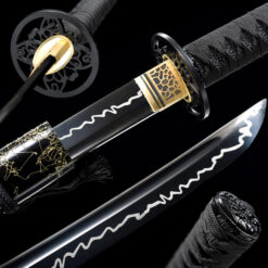 the black widow hand forged spring steel katana gold web pattern saya battle ready main