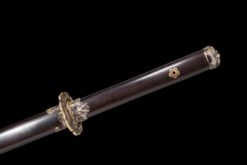 the god slayer twisted damascus steel tang dao ebony wood copper dragon motif battle ready 13