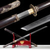 the god slayer twisted damascus steel tang dao ebony wood copper dragon motif battle ready main