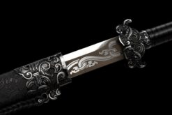 black moon engraved high manganese steel tang dao dragon scale leather saya battle ready 04