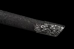 black moon engraved high manganese steel tang dao dragon scale leather saya battle ready 05