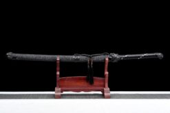 crouching tiger hand forged manganese steel xiuchun dao black engraved blade battle ready 03