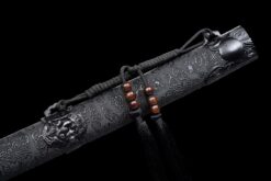 crouching tiger hand forged manganese steel xiuchun dao black engraved blade battle ready 04