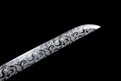crouching tiger hand forged manganese steel xiuchun dao black engraved blade battle ready 08