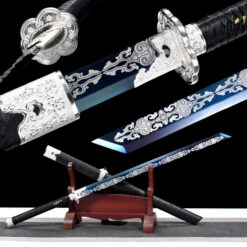 frost wind baked blue high manganese steel xiuchun dao silver plum motif battle ready main