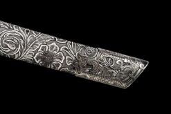 peacock plume blue manganese steel xiuchun dao silver floral motif battle ready 04