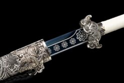 peacock plume blue manganese steel xiuchun dao silver floral motif battle ready 05