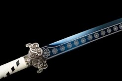 peacock plume blue manganese steel xiuchun dao silver floral motif battle ready 07