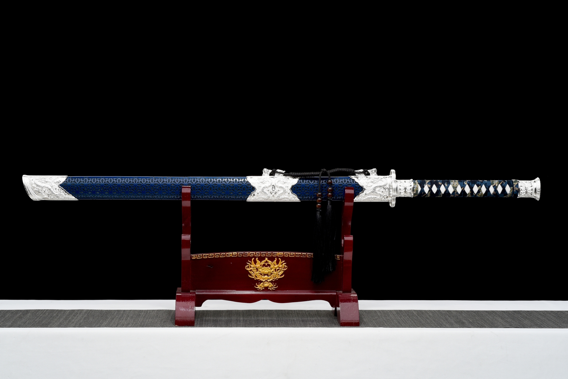 azure dragons soul high manganese steel tang dao silver dragon fittings battle ready 03