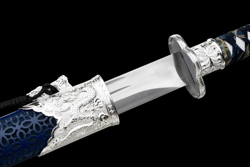 azure dragons soul high manganese steel tang dao silver dragon fittings battle ready 05