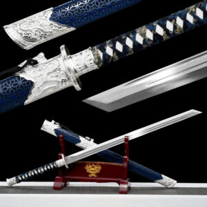 azure dragons soul high manganese steel tang dao silver dragon fittings battle ready main