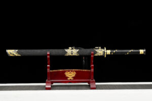 imperial golden dragon high manganese steel tang dao sword engraved blade dragon leather saya battle ready 03