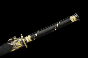 imperial golden dragon high manganese steel tang dao sword engraved blade dragon leather saya battle ready 09