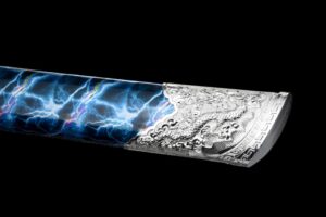 meteor lightning high manganese steel tang dao blue scabbard dragon fittings 04