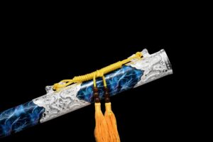 meteor lightning high manganese steel tang dao blue scabbard dragon fittings 06