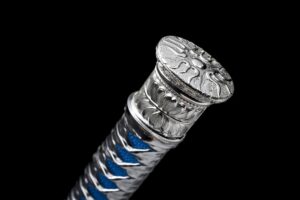 meteor lightning high manganese steel tang dao blue scabbard dragon fittings 07