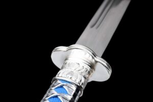 meteor lightning high manganese steel tang dao blue scabbard dragon fittings 09